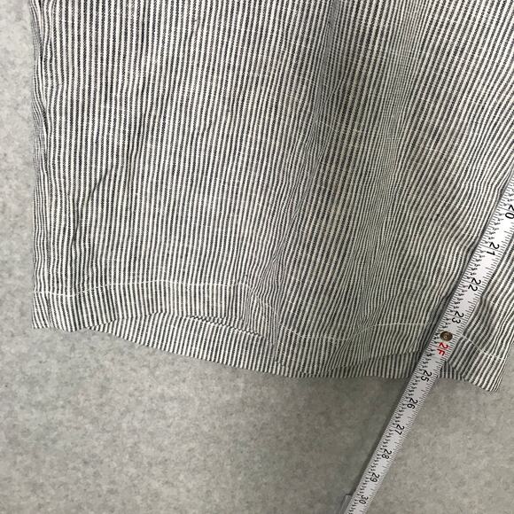 Max Studio Pants 3X Navy Blue Striped Linen Cotton Wide Leg Crop Elastic Pull On - Picture 7 of 13